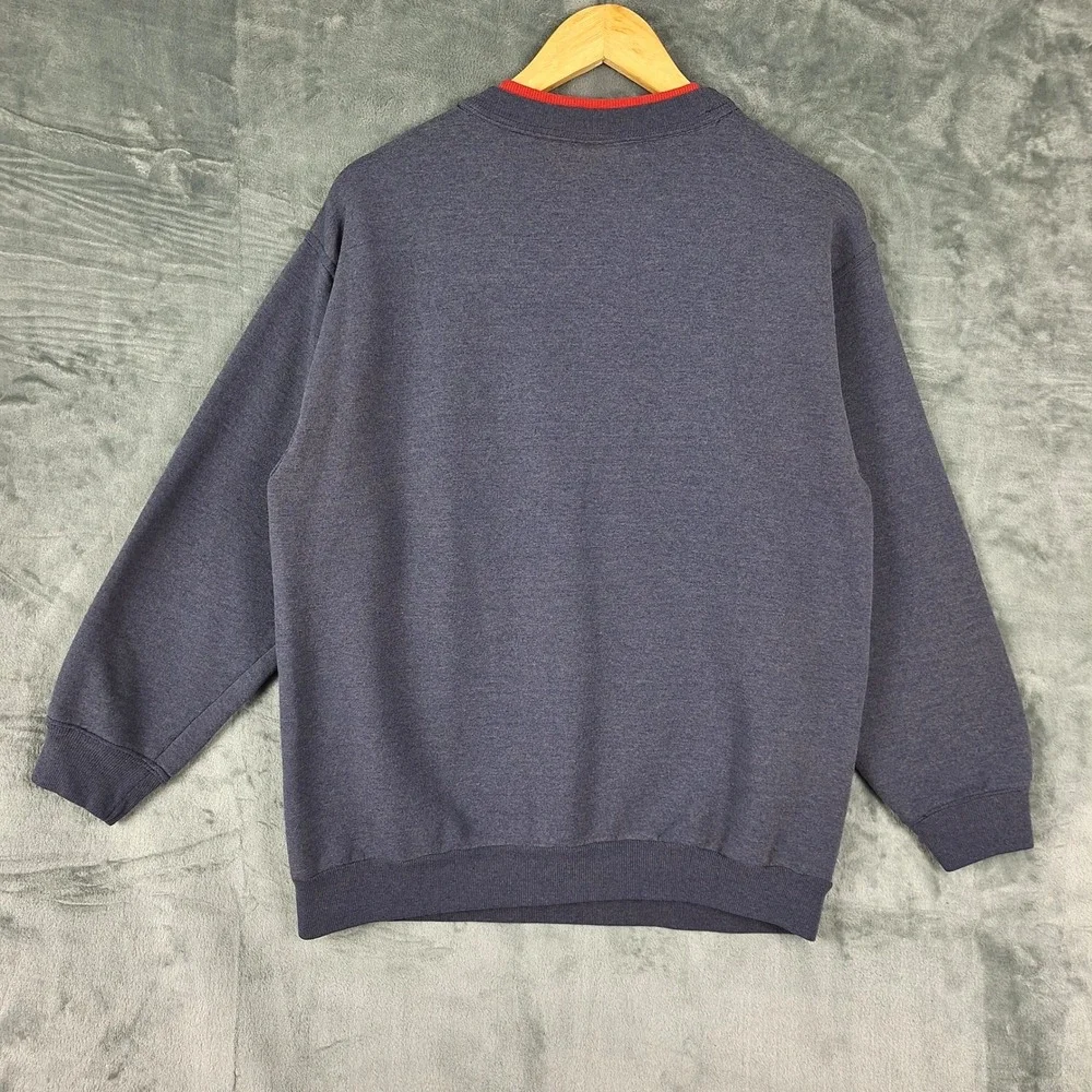 Vintage Womens Sweater Medium Blue‎ Dog Granny Cottage Sequin Country Sweatshirt